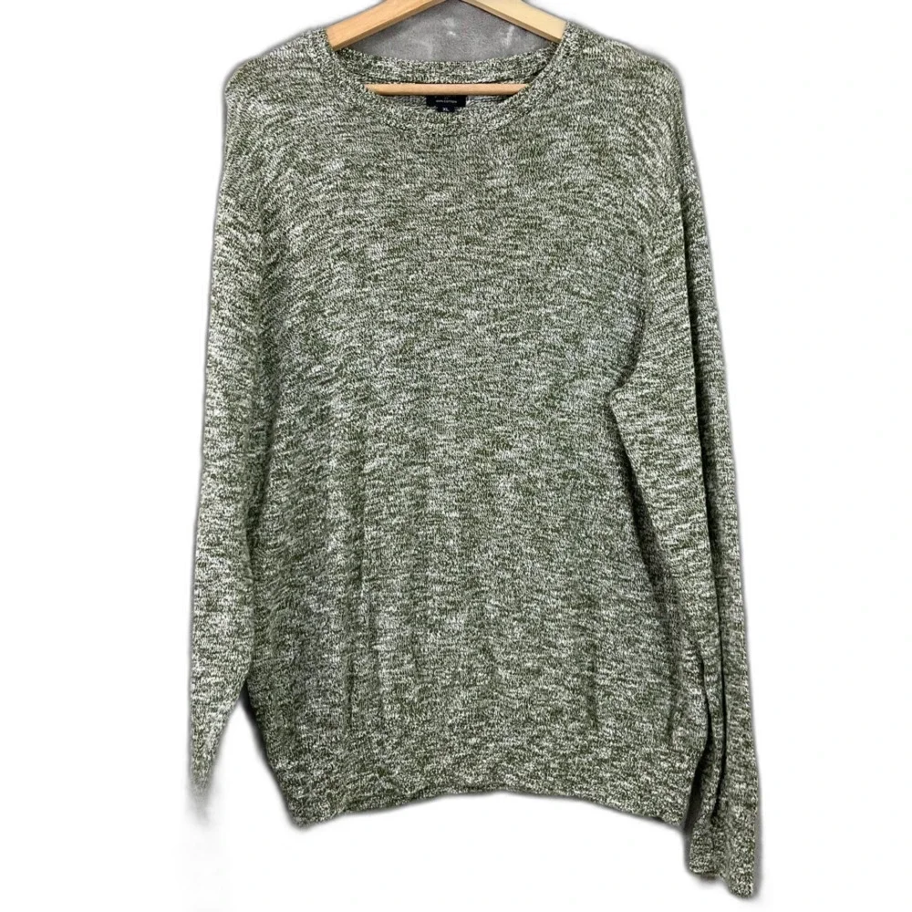 J. Crew Men's XL Green Marled Slub Cotton Crewneck Sweater